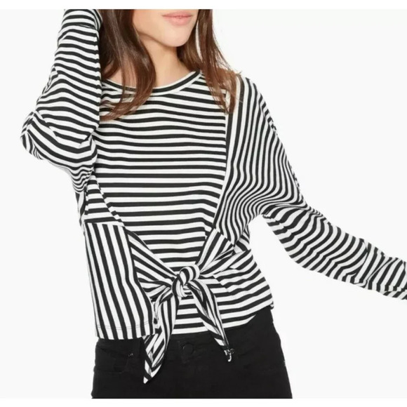 Parker Womens Shirt Size M Black White Nanette Stripes Blouse $178 - Picture 3 of 10
